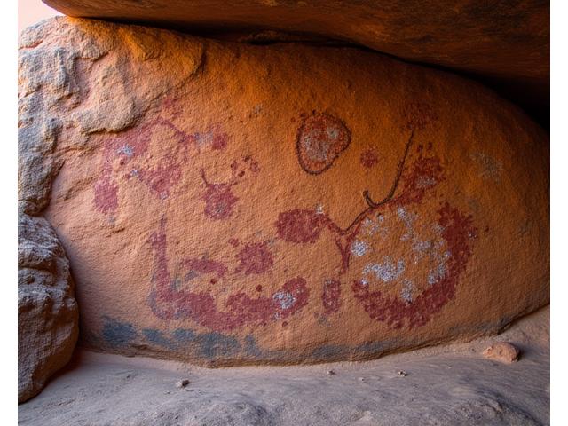 Traditional Aboriginal rock art in a cave